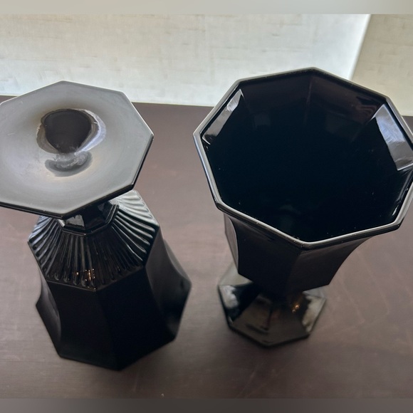 2 Independence Glass Co. octagon black goblets. 4 5/8” - Picture 4 of 12